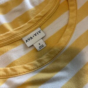 Ava & Viv Yellow and White Striped Top